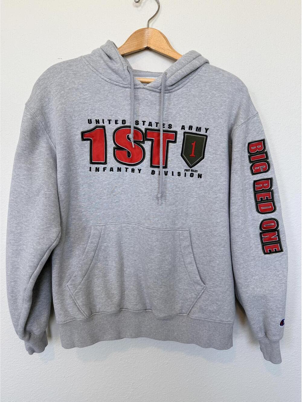 Champion Gray Hoodie with United States Army 1st Infantry Division Print [COPY]